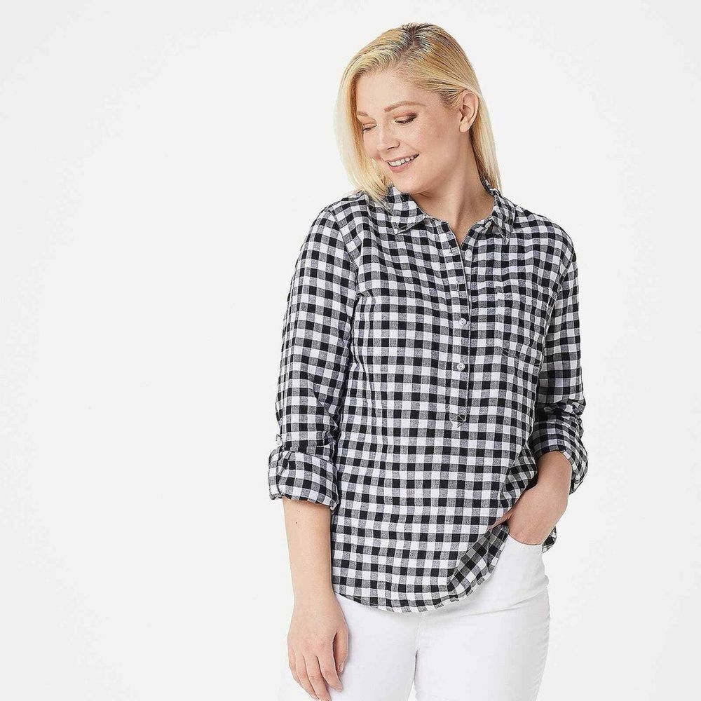 NWT Rachel Hollis Black and White Checkered tunic